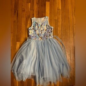 Justice size 7 girls blue sequin sleeveless princess dress